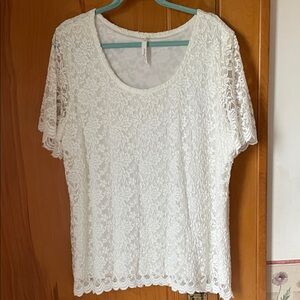 NY Collection White Lace Blouse